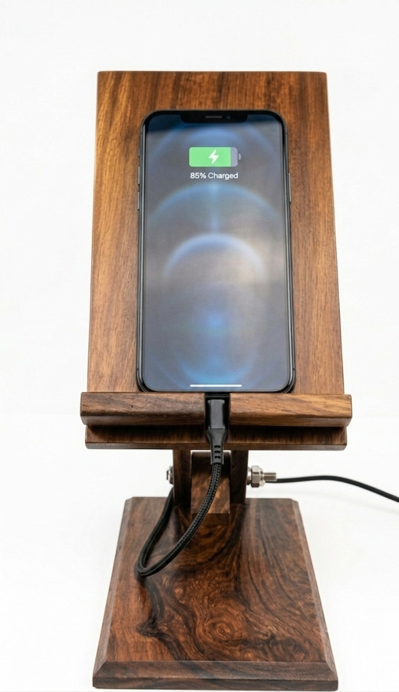 Premium Handcrafted Wooden Mobile & Tablet Stand | Adjustable Desk Holder