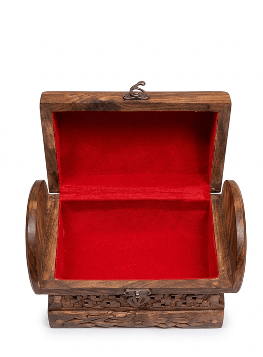 Handcrafted Vintage Wooden Treasure Chest – Intricate Carved Jewelry Organizer - My Store