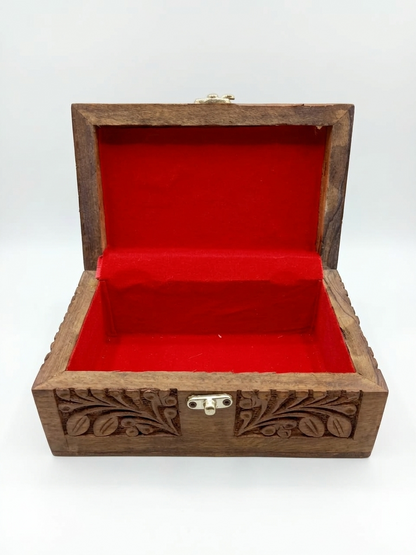 Handcrafted Floral Carved Wooden Keepsake Box