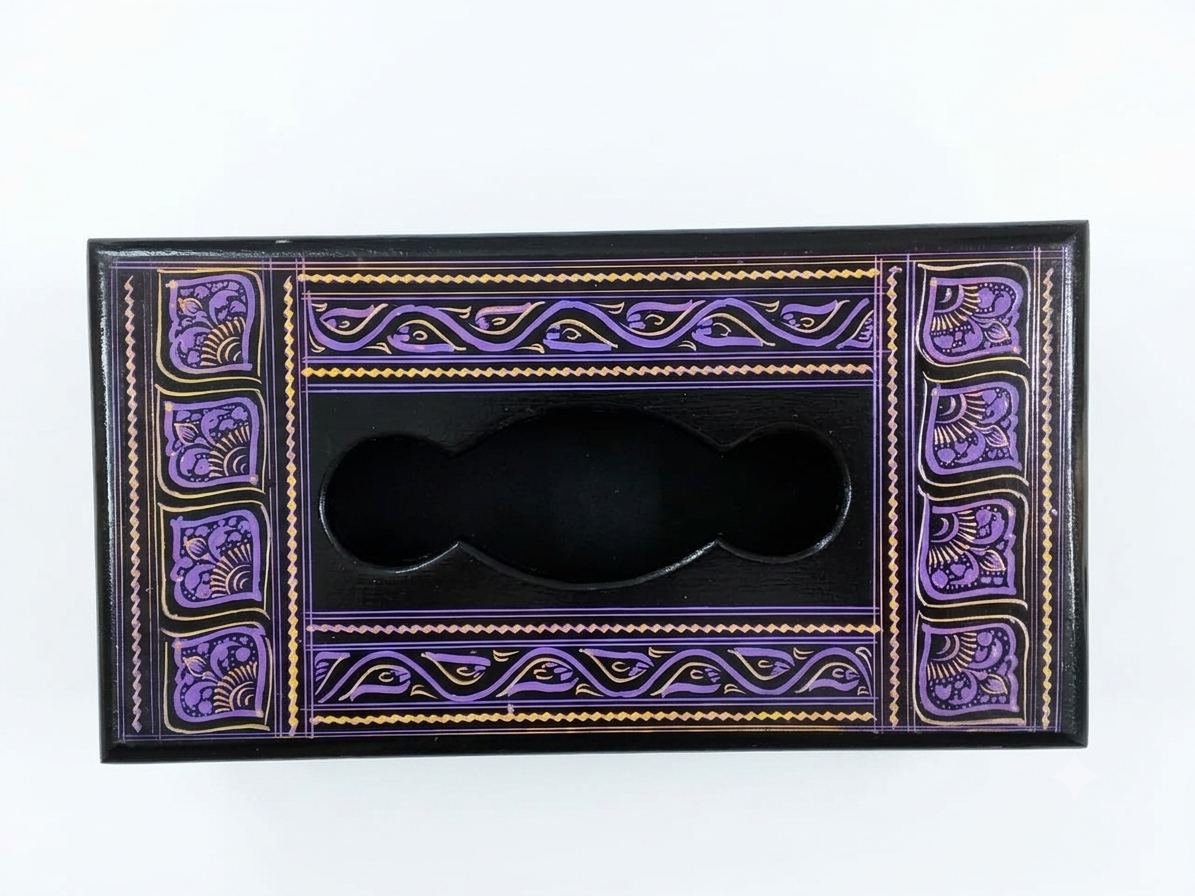 Luxury Hand-Painted Wooden Tissue Box