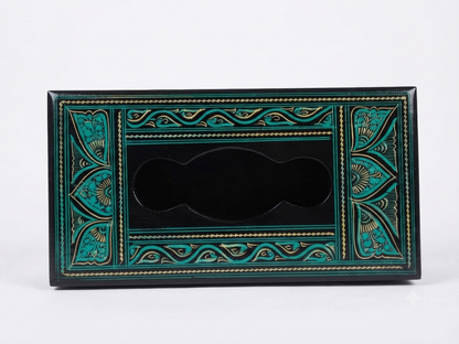 Luxury Hand-Painted Wooden Tissue Box