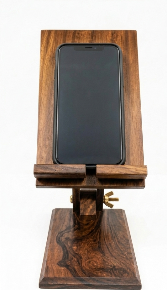 Premium Handcrafted Wooden Mobile & Tablet Stand | Adjustable Desk Holder