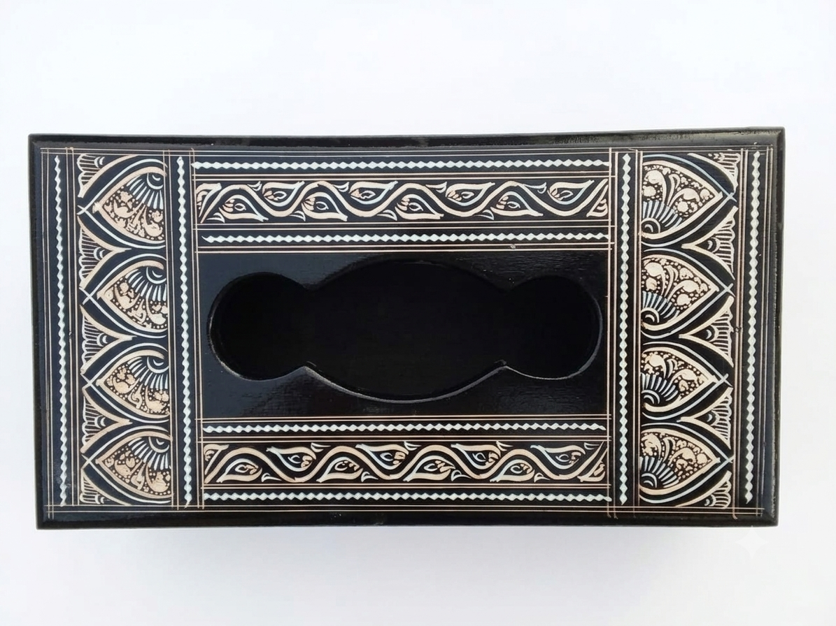 Luxury Hand-Painted Wooden Tissue Box