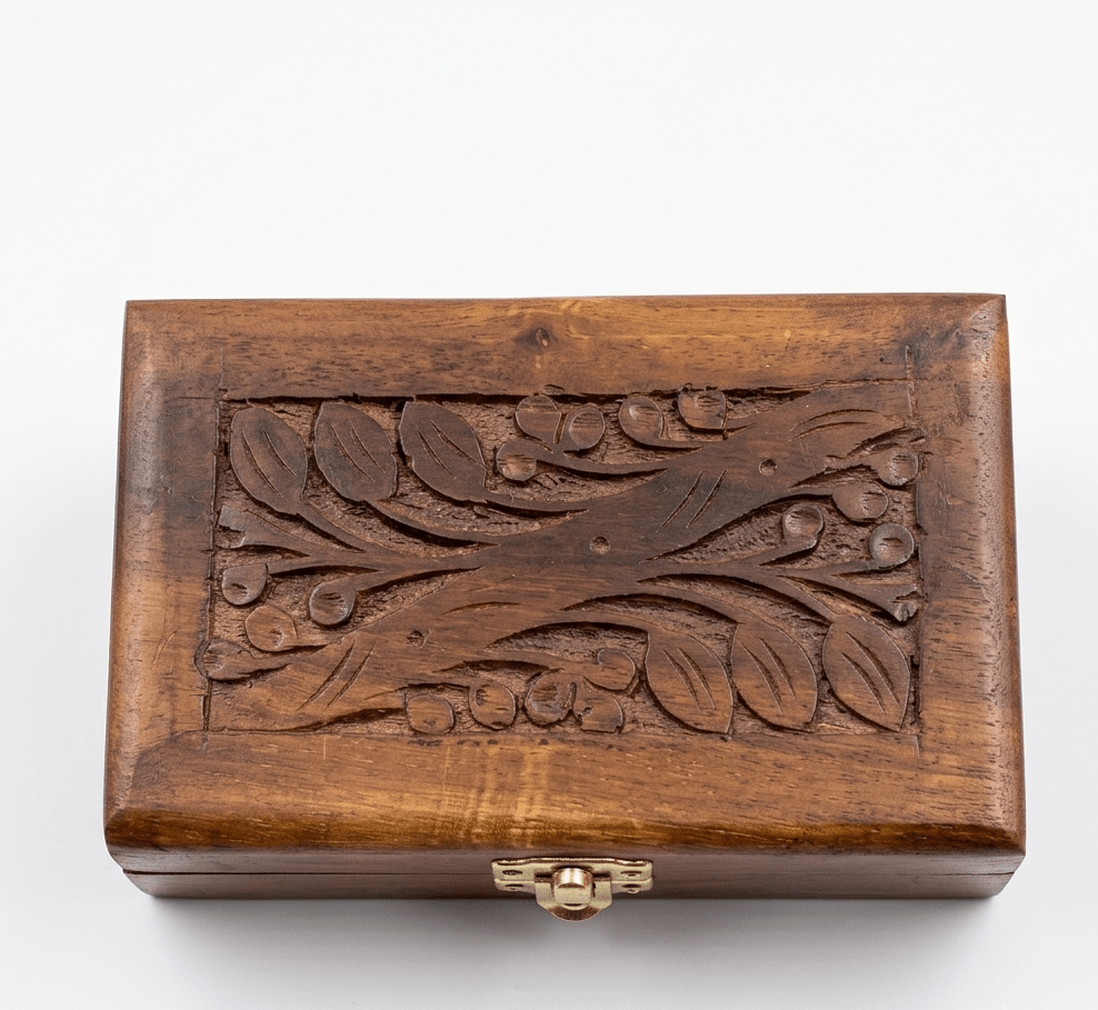 Artisan Hand-Carved Wooden Keepsake Box - My Store