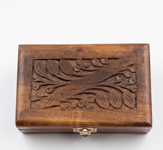 Artisan Hand-Carved Wooden Keepsake Box - My Store