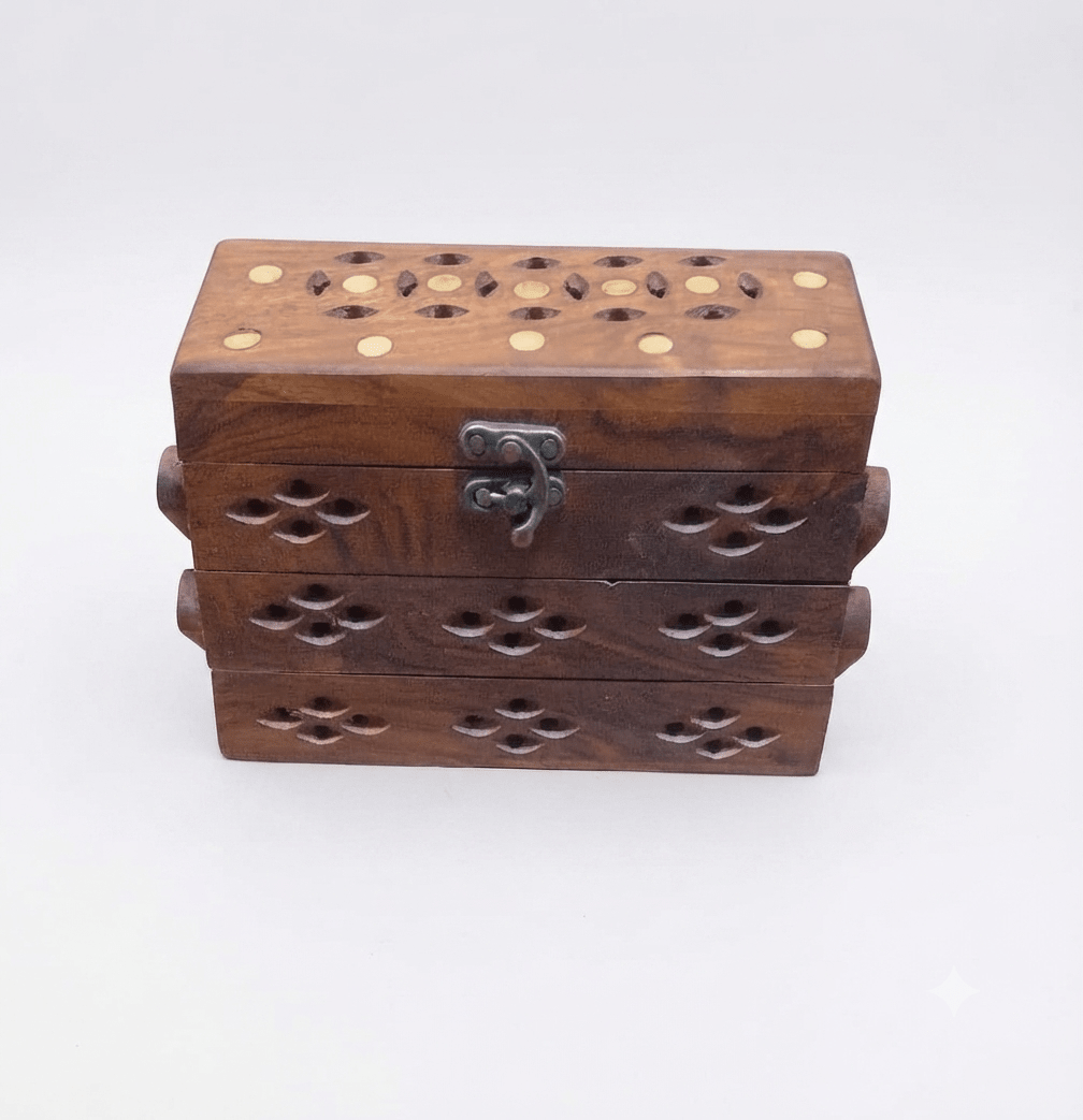 Artisan Handcrafted 3-Tier Wooden Jewelry Organizer - My Store