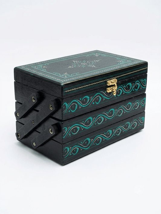 Handcrafted Artisan 3-Tier Wooden Jewelry Organizer Box - My Store
