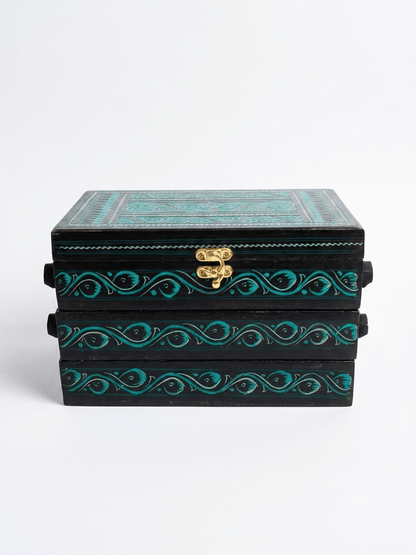 Handcrafted Artisan 3-Tier Wooden Jewelry Organizer Box - My Store