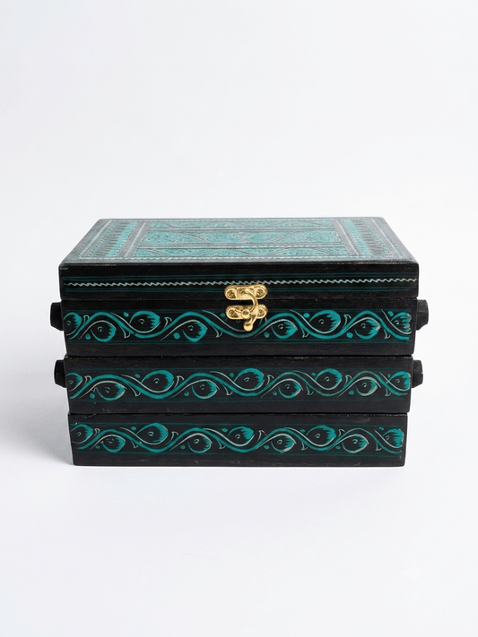 Handcrafted Artisan 3-Tier Wooden Jewelry Organizer Box - My Store