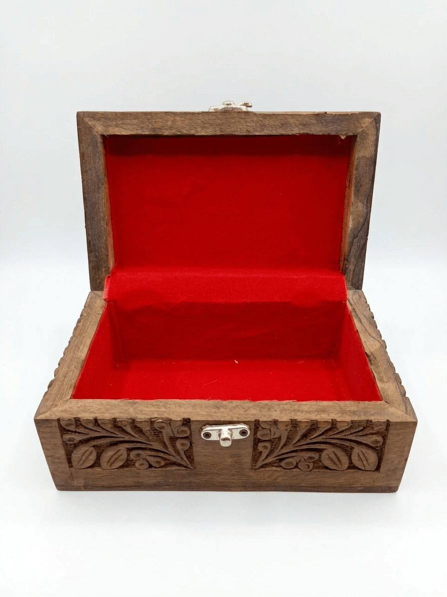 Handcrafted Floral Carved Wooden Keepsake Box - My Store