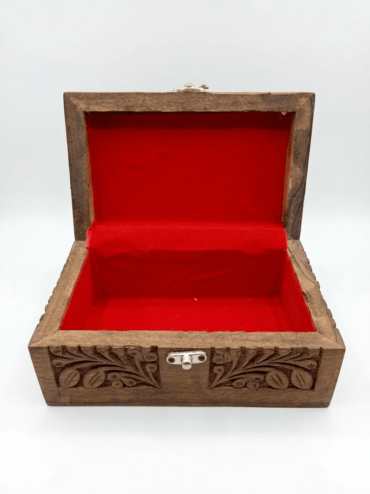 Handcrafted Floral Carved Wooden Keepsake Box - My Store