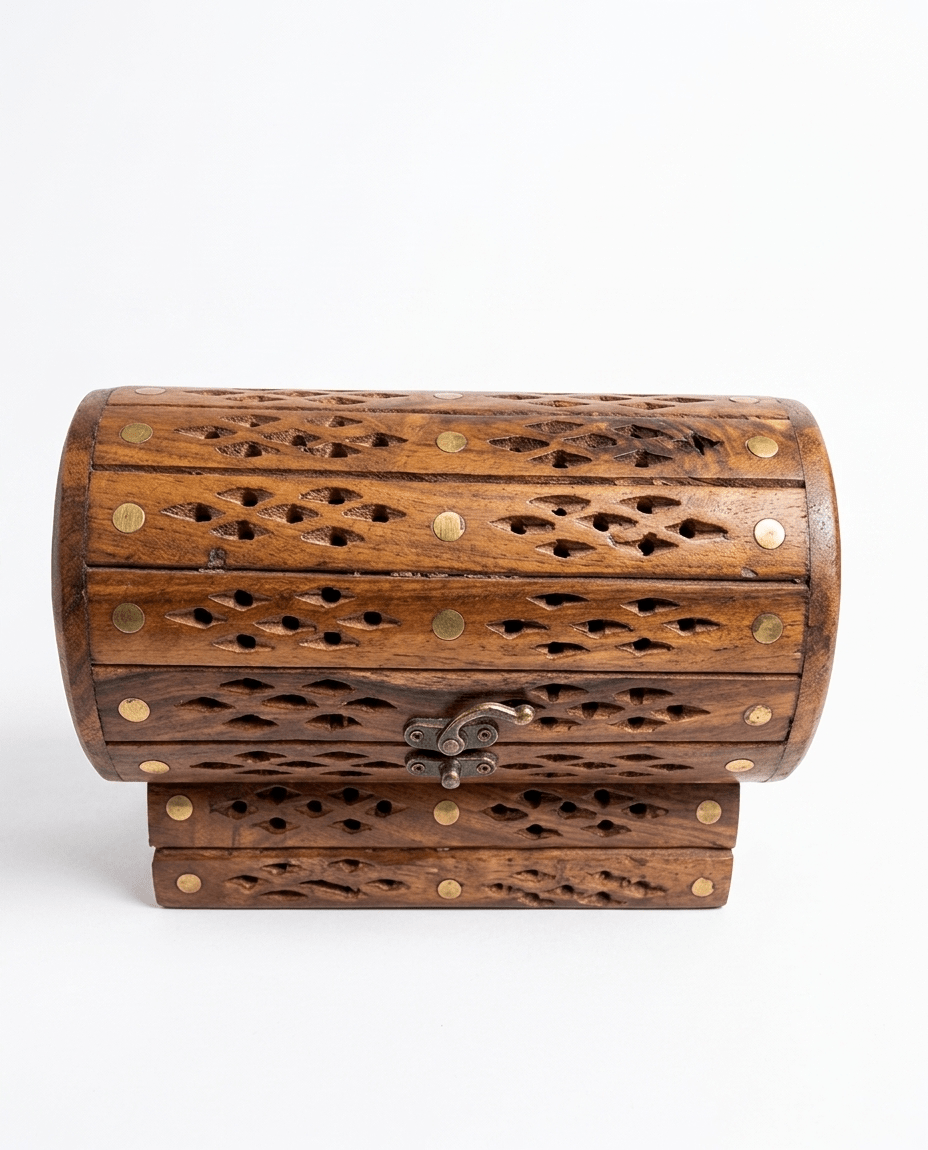 Handcrafted Vintage Wooden Treasure Chest – Intricate Carved Jewelry Organizer - My Store