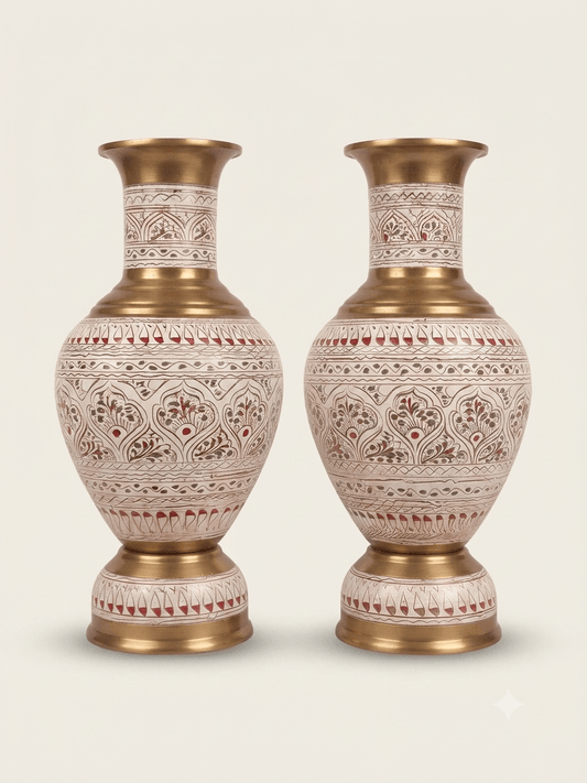 Handcrafted Wooden Flower Vases Pair - My Store