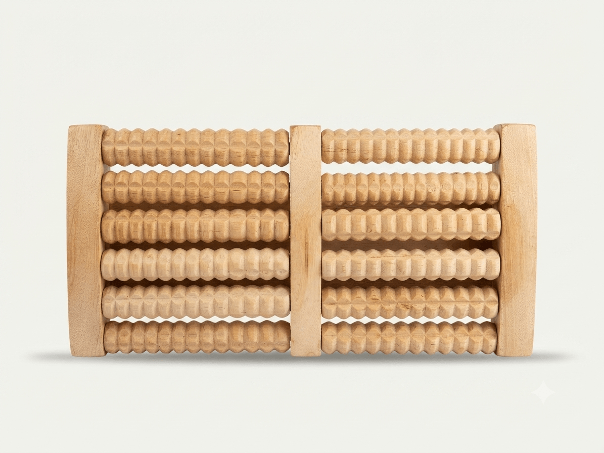 Wooden Foot Massager Roller – Dual Foot Acupressure Stress Relief Massager - My Store
